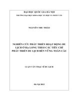 Nghiên cứu phát triển hoạt động du lịch ở Hạ Long theo các tiêu chí phát triển du lịch bền vững toàn cầu