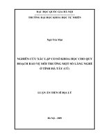 Nghiên cứu xác lập cơ sở khoa học cho quy hoạch bảo vệ môi trường một số làng nghề ở tỉnh Hà Tây tt