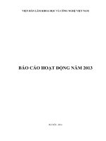 báo cáo tổng hợp tình hình hoạt động năm 2013 của Viện Hàn lâm Khoa học và Công nghệ Việt Nam