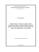 Phân tích cấu trúc và chức năng cảnh quan phục vụ định hướng sử dụng hợp lý tài nguyên đất và nước khu vực phía tây thị xã Sơn Tây, Hà Nộ