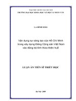 Vận dụng sự sáng tạo của Hồ Chí Minh trong xây dựng Đảng Cộng sản Việt Nam vào đảng bộ tỉnh Thừa Thiên Huế