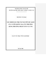 Xác định giá trị tài nguyên du lịch của vườn quốc gia Cúc Phương bằng phương pháp TCM và CVM