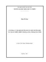 Cơ sở địa lý cho định hướng bảo vệ môi trường khu vực di sản thiên nhiên Vịnh Hạ Long, Tỉnh Quảng Ninh