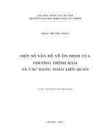Một số vấn đề về ổn định của phương trình hàm và các dạng toán liên quan