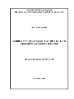 Nghiên cứu họat động xúc tiến du lịch Ninh Bình giai đọan 2003 - 2009