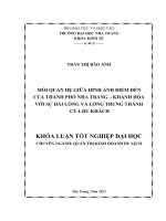 Mối quan hệ giữa hình ảnh điểm đến của thành phố Nha Trang- Khánh Hòa với sự hài lòng và lòng trung thành của du khách