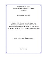 Nghiên cứu tính đa dạng thực vật đất ngập nước của sông Nhuệ - Đáy (phần chảy qua tỉnh Hà Nam) và khả năng sử dụng chúng để xử lý ô nhiễm môi trường