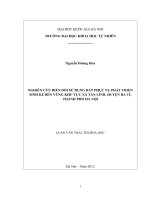 Nghiên cứu biến đổi sử dụng đất phục vụ phát triển sinh kế bền vững khu vực xã Tản Lĩnh, huyện Ba Vì, thành phố Hà Nội