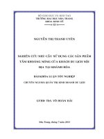 Nghiên cứu nhu cầu sử dụng các sản phẩm tắm khoáng nóng của khách du lịch nội địa tại Khánh Hòa