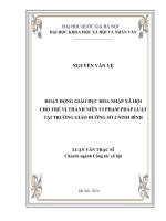 Hoạt động giáo dục hoà nhập cho trẻ vị thành niên vi phạm pháp luật tại Trường Giáo dưỡng số 2 Ninh Bình
