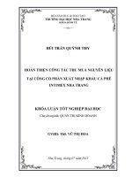 Hoàn thiện công tác thu mua nguyên vật liệu tại Công ty cổ phần xuất nhập khẩu cà phê Intimex Nha Tran