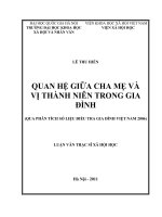 Quan hệ giữa cha mẹ và vị thành niên trong gia đình ( Qua phân tích số liệu điều tra gia đình Việt Nam năm 2006