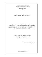 Nghiên cứu các nhân tố ảnh hưởng đến sự biến động nguồn nhân lực tại công ty Cổ phần Du lịch Long Phú