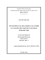 Tín ngưỡng cầu mùa trong các lễ hội của người Việt ở huyện Lâm Thao, tỉnh Phú Thọ