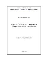 Nghiên cứu năng lực cạnh tranh của du lịch thành phố Cần Thơ