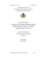 Khảo sát quy trình chế biến tôm sú đông lạnh