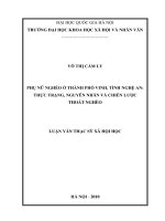 Phụ nữ nghèo ở Thành phố Vinh, tỉnh Nghệ An - Thực trạng, nguyên nhân và chiến lược thoát nghèo