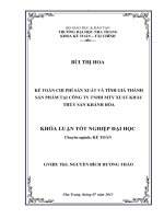 Kế toán chi phí sản xuất và tính giá thành sản phẩm tại Công ty TNHH MTV xuất khẩu thủy sản Khánh Hòa