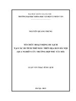 Tổ chức hoạt động du lịch tại các di tích thờ Mẫu trên địa bàn Hà Nội (Qua nghiên cứu trường hợp Phủ Tây Hồ
