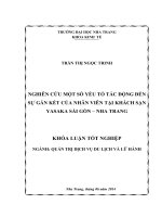 Nghiên cứu một số yếu tố tác động đến sự gắn kết của nhân viên tại khách sạn Yasaka Sài Gòn - Nha Trang