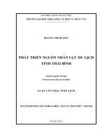 Phát triển nguồn nhân lực du lịch tỉnh Thái Bình