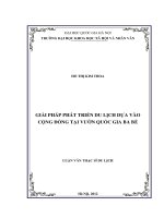 Giải pháp phát triển du lịch dựa vào cộng đồng tại Vườn Quốc gia Ba Bể