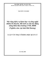 Mở rộng dịch vụ khoa học và công nghệ nhằm di chuyển, đổi mới cơ cấu lao động nông thôn theo hướng CNH, HĐH
