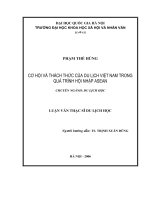 cơ hội và thách thức của du lịch Việt Nam trong quá trình hội nhập Asean