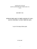 Đánh giá điều kiện tự nhiên Vịnh Bái Tử Long - Quảng Ninh phục vụ phát triển du lịch