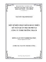 Một số biện pháp nhằm hoàn thiện kế toán quản trị chi phí tại Công ty TNHH Trường Thạch