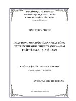 Hoạt động mua bán và sáp nhập công ty trên thế giới, thực trạng và giải pháp về M&A tại Việt Nam