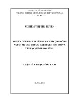 Nghiên cứu phát triển du lịch ở cộng đồng người Mường thuộc hai huyện Kim Bôi và Tân Lạc (tỉnh Hòa Bình