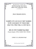 Nghiên cứu sản xuất thử nghiệm nước giải khát từ thảo mộc (Đại táo, Thục địa, La hán quả)