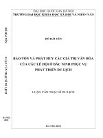 Bảo tồn và phát huy các giá trị văn hóa của các lễ hội ở Bắc Ninh phục vụ phát triển du lịch