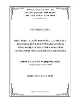 Thực trạng và giải pháp nâng cao hiệu qủa hoạt động huy động vốn tại Ngân hàng nông nghiệp và Phát triển nông thôn - Chi nhánh huyện Cam Lâm, tỉnh Khánh Hòa