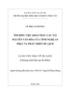 tìm hiểu việc khai thác các tài nguyên văn hóa của tỉnh Nghệ An phục vụ phát triển du lịch