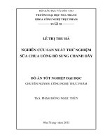 Nghiên cứu sản xuất thử nghiệm sữa chua uống bổ sung chanh dây