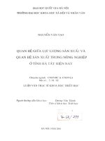 Quan hệ giữa lực lượng sản xuất và quan hệ sản xuất trong nông nghiệp ở tỉnh Hà Tây hiện nay