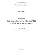 Nhận diện hoạt động nghiên cứu và triển khai ( R&D) tại Viện Y học Cổ truyền Quân đội