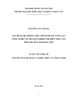 Xây dựng hệ thống tiêu chí đánh giá năng lực công nghệ các doanh nghiệp chế biến thuỷ sản trên địa bàn tỉnh Bạc Liêu