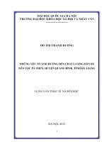Những yếu tố ảnh hưởng đến chất lượng dân số dân tộc Pà Thẻn, huyện Quảng Bình, tỉnh Hà Giang