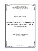 Nghiên cứu ứng dụng kế toán quản trị tại công ty cổ phần khoáng sản và đầu tư Khánh Hòa Minexco