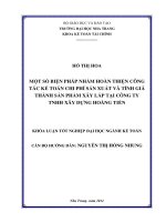 Một số biện pháp nhằm hoàn thiện công tác kế toán chi phí sản xuất và tính giá thành sản phẩm xây lắp tại công ty TNHH Xây dựng Hoàng Tiến