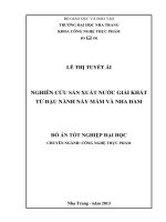 Nghiên cứu sản xuất nước giải khát từ Đậu nành nảy mầm và Nha đam