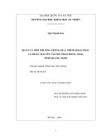 Quản lý môi trường trong quá trình khai thác và hoàn nguyên tại mỏ than Hồng Thái, tỉnh Quảng Ninh