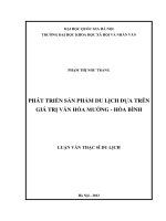 Phát triển sản phẩm du lịch dựa trên giá trị văn hoá Mường Hoà Bình