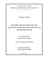 Hoạt động thu hút khách du lịch nước ngoài tại hệ thống nhà hàng My Way trên địa bàn Hà Nội