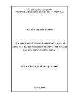 Văn hóa ứng xử trong kinh doanh khách sạn 3 sao tại Hà Nội (chọn trường hợp khách sạn Kim Liên và Công Đoàn