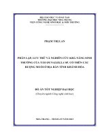 Phân lập, lưu trữ và nghiên cứu khả năng sinh trưởng của tảo Dunaliella sp. có trên các ruộng muối ở địa bàn tỉnh Khánh Hòa