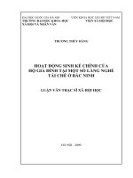 Hoạt động sinh kế chính của hộ gia đình tại một số làng nghề tái chế ở Bắc Ninh